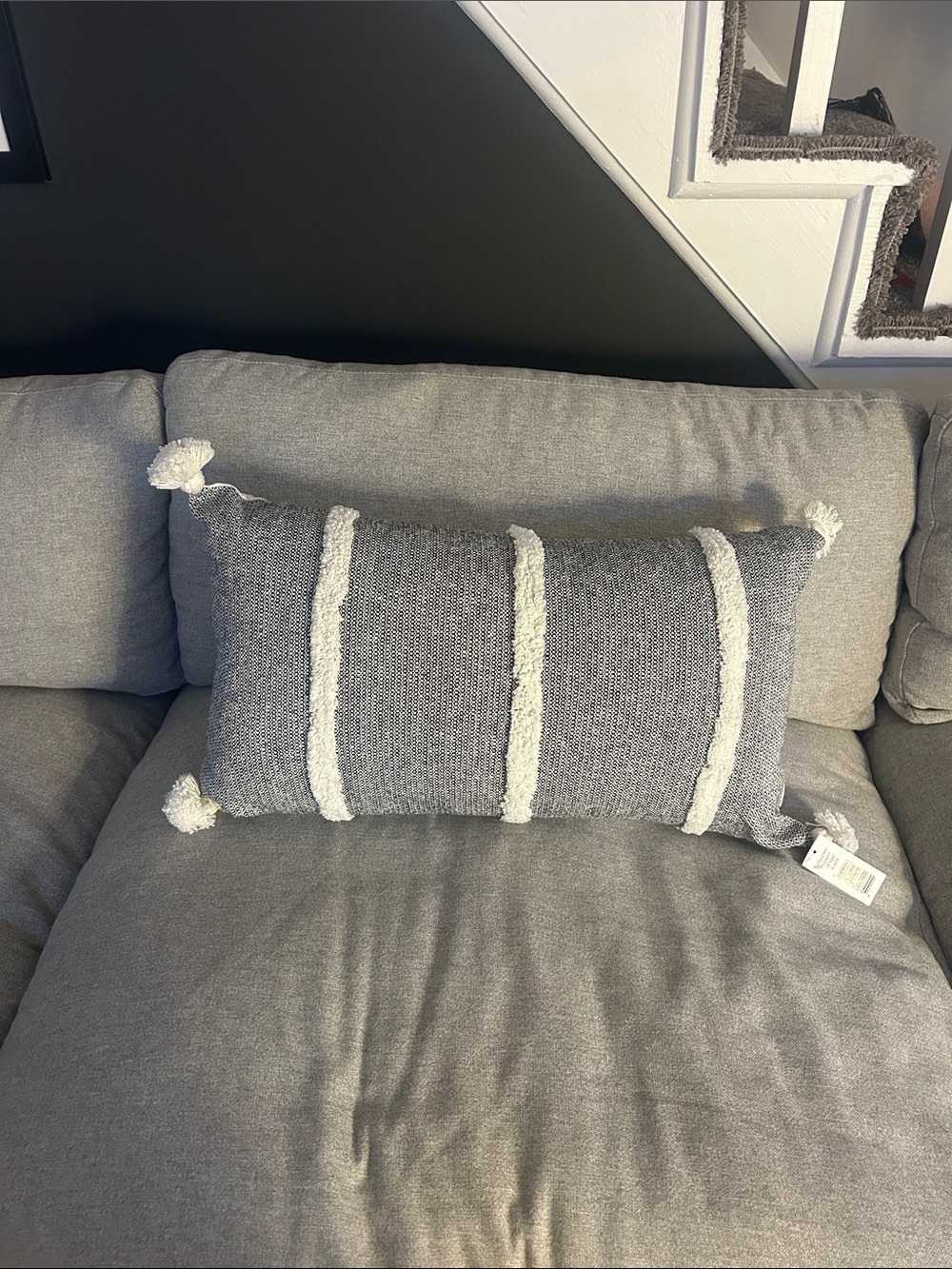 NEW Black and White Textured Throw Pillow